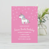 Unicorn Birthday Uitnodiging (Staand voorkant)