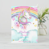 Unicorn Birthday Uitnodiging (Staand voorkant)
