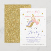 Unicorn Birthday Uitnodiging (Voorkant / Achterkant)