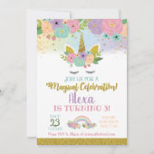 Unicorn Birthday Uitnodiging (Voorkant)