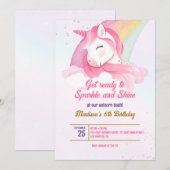 Unicorn Birthday Uitnodiging (Voorkant / Achterkant)