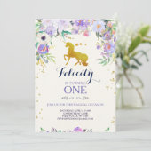 Unicorn Birthday Uitnodiging (Staand voorkant)