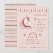 Unicorn Birthday Uitnodiging (Voorkant / Achterkant)