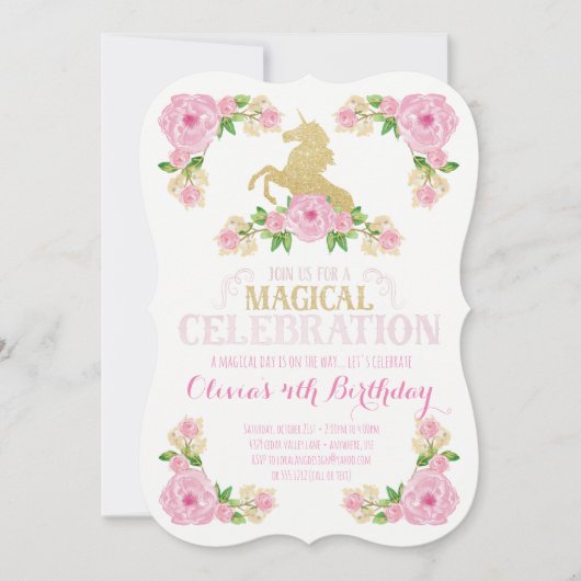 Unicorn Birthday Uitnodiging (Voorkant)