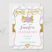 Unicorn Birthday Uitnodiging (Voorkant)