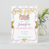 Unicorn Birthday Uitnodiging (Staand voorkant)