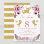 Unicorn Birthday Uitnodiging (Voorkant / Achterkant)