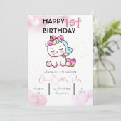 Unicorn Birthday Uitnodiging (Staand voorkant)