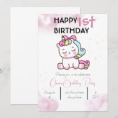 Unicorn Birthday Uitnodiging (Voorkant / Achterkant)