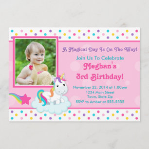 Unicorn Birthday Uitnodiging 5x7 Fotokaart
