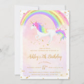 Unicorn Birthday Uitnodiging | Magische goudregenb (Voorkant)