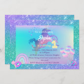 Unicorn Birthday Uitnodiging om 1 uitnodiging te d (Voorkant / Achterkant)