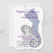 Unicorn Birthday Uitnodiging Paars Blue Dragon (Voorkant)