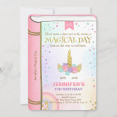 Unicorn Birthday Uitnodiging Roze Gold Magisch Boe (Voorkant)