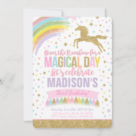 Unicorn Birthday Uitnodiging Roze Gold Unicorn