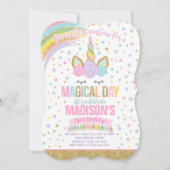 Unicorn Birthday Uitnodiging Roze Gold Unicorn (Voorkant)