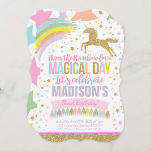 Unicorn Birthday Uitnodiging Roze Gold Unicorn