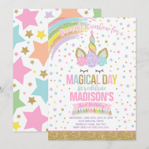 Unicorn Birthday Uitnodiging Roze Gold Unicorn