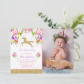 Unicorn Birthday Uitnodiging Roze Gold Unicorn (Staand voorkant)