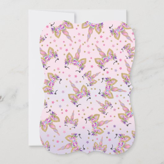 Unicorn Birthday Uitnodiging Roze Gold Unicorn (Achterkant)