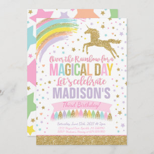 Unicorn Birthday Uitnodiging Roze Gold Unicorn