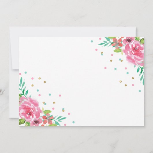 Unicorn Birthday Uitnodiging Roze Gold Unicorn (Achterkant)