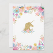 Unicorn Birthday Uitnodiging Roze Gold Unicorn (Achterkant)