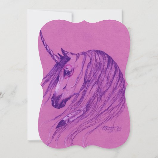 Unicorn Birthday Uitnodiging Roze Paarse (Achterkant)