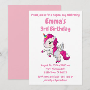 Unicorn Birthday Uitnodiging - Super Cute en Roze