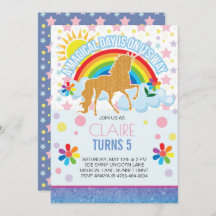 Unicorn Birthday Uitnodigingen voor kinderen