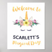 Unicorn Birthday Welcome Sign Poster (Voorkant)