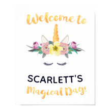 Unicorn Birthday Welcome Sign