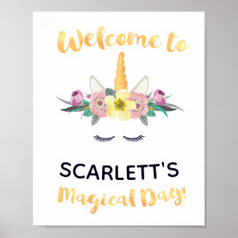 Unicorn Birthday Welcome Sign Poster