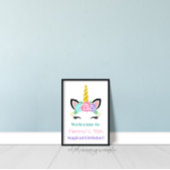 Unicorn Birthday Welcome Sign Poster