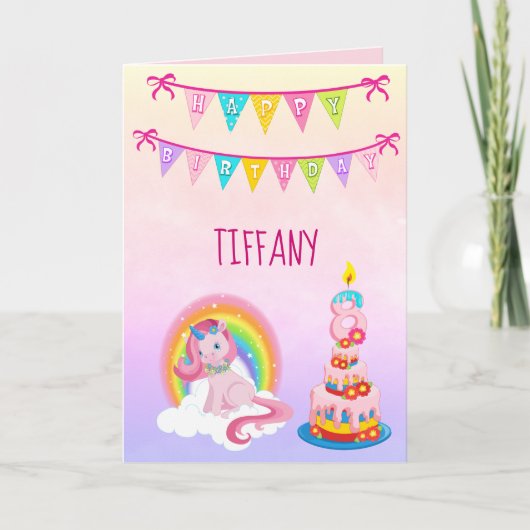 Unicorn Birthday wil je 8 jaar oud Kaart (Voorkant)