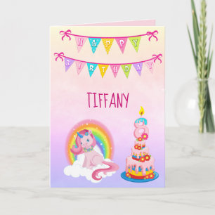Unicorn Birthday wil je 8 jaar oud Kaart