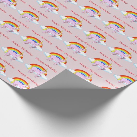 Unicorn Birthday Wrapping Paper Cadeaupapier (Hoek)