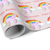 Unicorn Birthday Wrapping Paper Cadeaupapier (Rol Hoek)