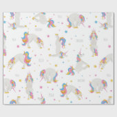 Unicorn Birthday yoga leuk leuke witte vleierij Cadeaupapier (Vlak)