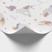 Unicorn Birthday yoga leuk leuke witte vleierij Cadeaupapier (Hoek)