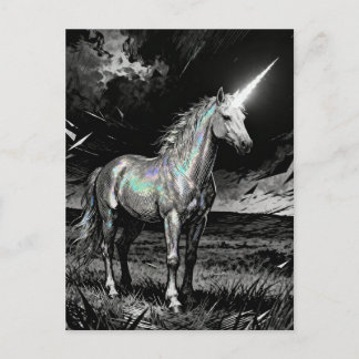 Unicorn Black and White Briefkaart