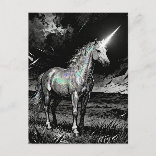 Unicorn Black and White Briefkaart (Voorkant)
