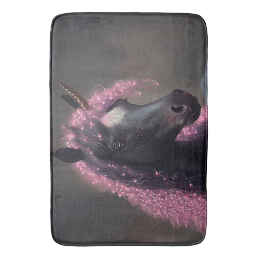 Unicorn Black en Pink Fantasy Creature Badmat (Voorkant Verticaal)