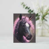 Unicorn Black en Pink Fantasy Creature Briefkaart (Staand voorkant)