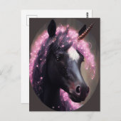 Unicorn Black en Pink Fantasy Creature Briefkaart (Voorkant / Achterkant)