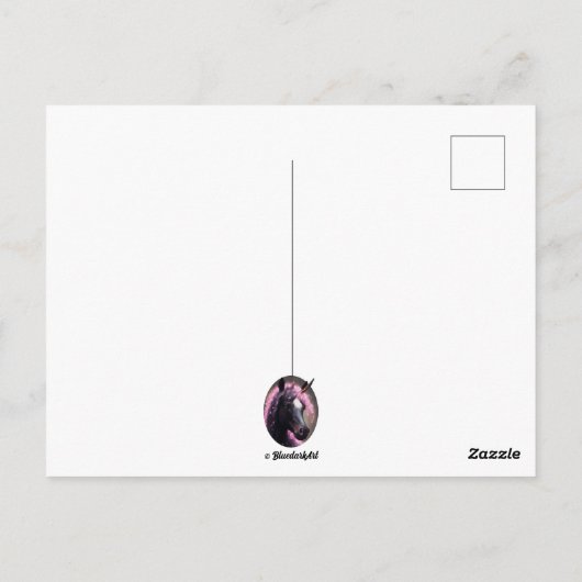Unicorn Black en Pink Fantasy Creature Briefkaart (Achterkant)