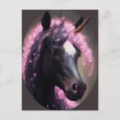 Unicorn Black en Pink Fantasy Creature Briefkaart (Voorkant)