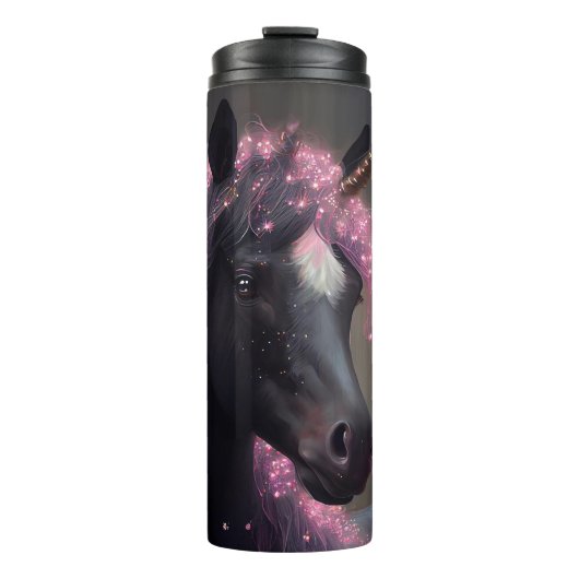 Unicorn Black en Pink Fantasy Creature Thermosbeker (Voorkant)