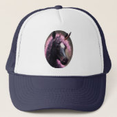 Unicorn Black en Pink Fantasy Creature Trucker Pet (Voorkant)