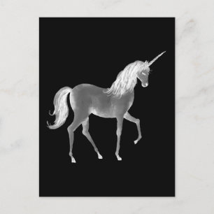 Unicorn Black en White Print Briefkaart